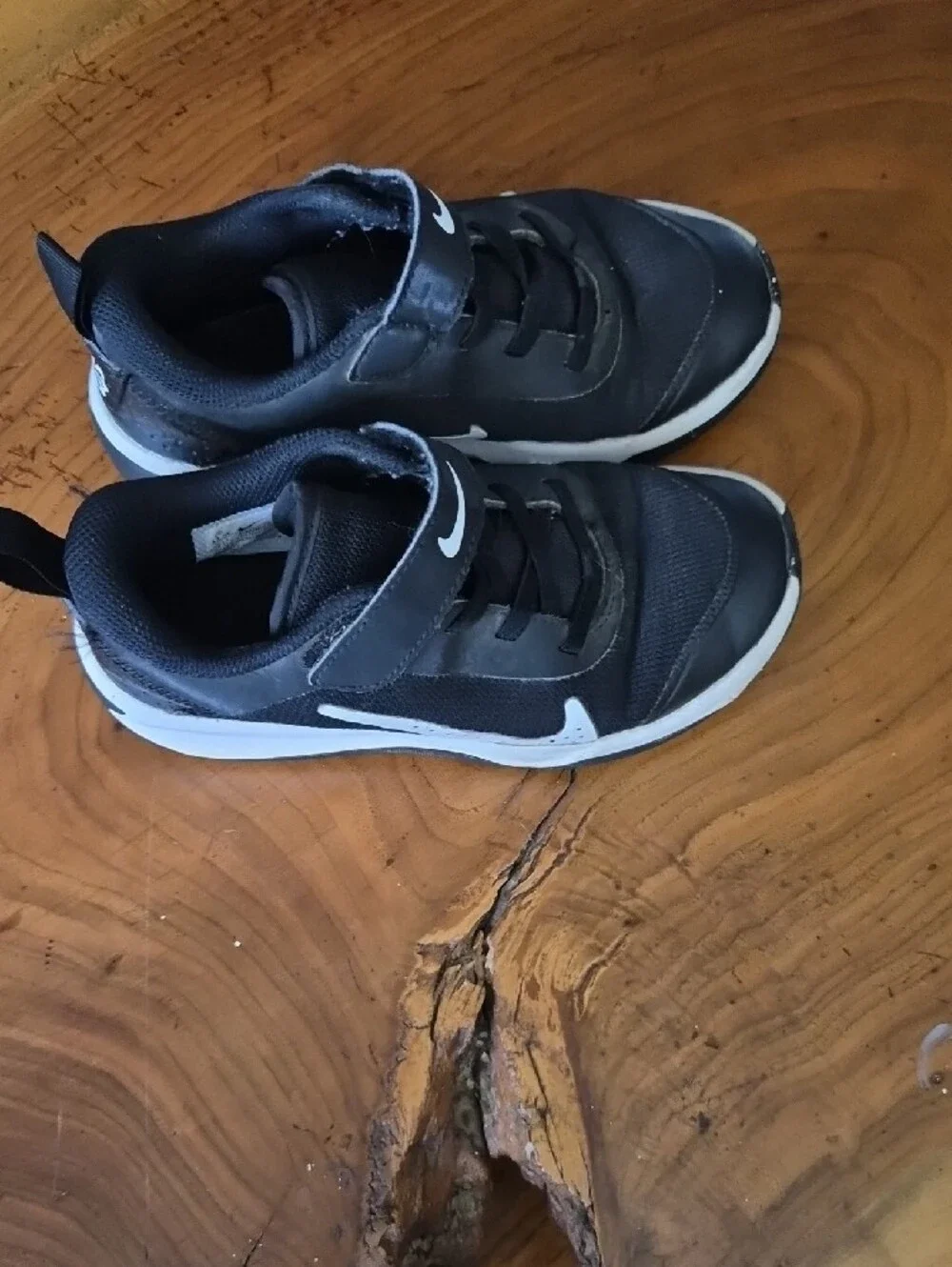Nike Kids Black and White Velcro Athletic Sneakers